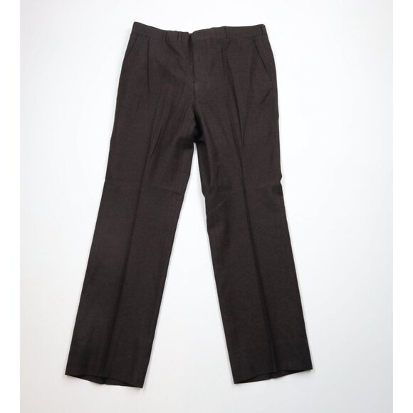 Vintage 60s 70s Streetwear Mens 36x32 Heavy Wool Wide Leg Chino Pants Brown USA